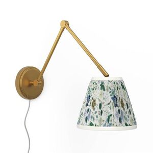 Rifle Paper Co. Gold Adjustable Wall Sconce with Pleated Floral Shade